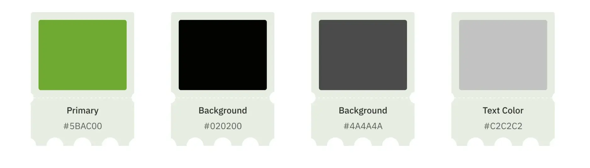 Color palette showing the main colors used in the BHD app design