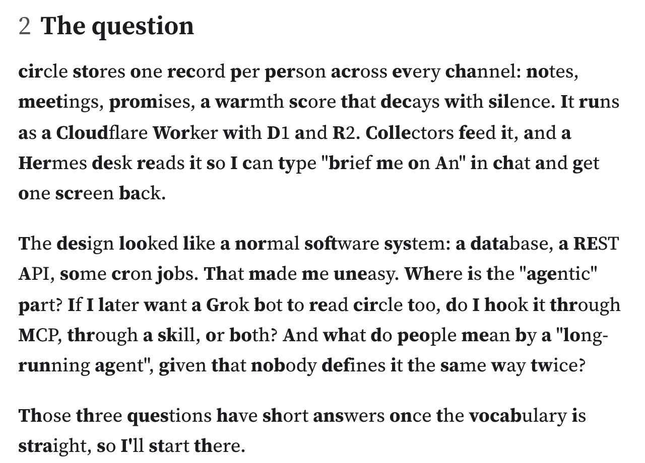Fig. 3 a paragraph with Bionic reading mode on